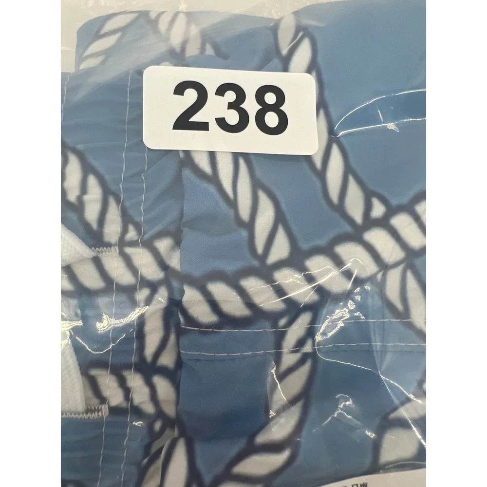 Ouku Men's 3XL Blue Rope‎ Print Swim Trunks Elastic Waist Drawstring Lined New